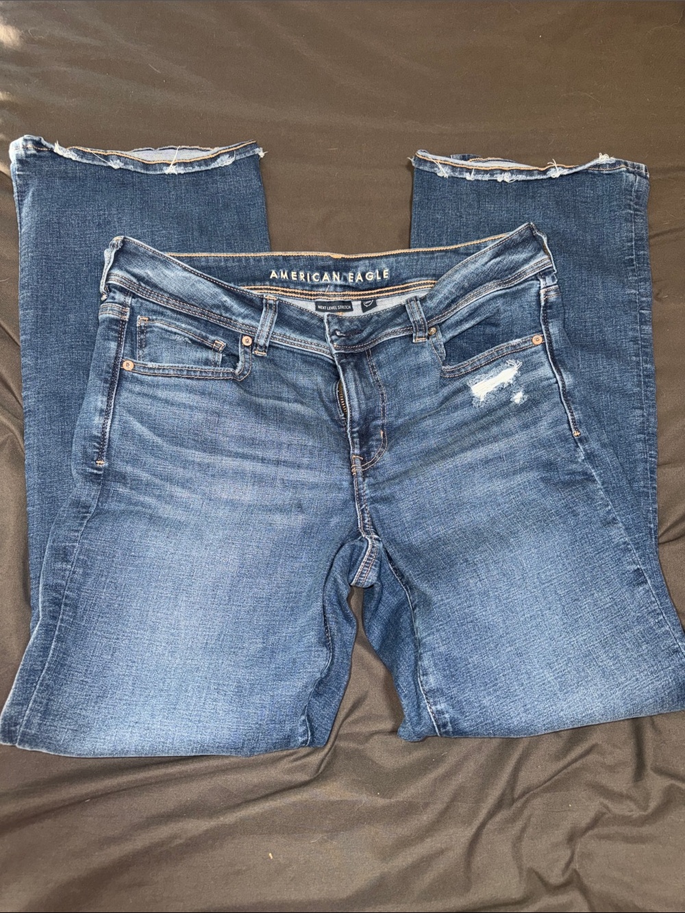American Eagle Outfitters Women's Blue Kick Boot Distressed Jeans size 12